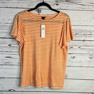 Ann Taylor Tangerine and Cream Striped Tee